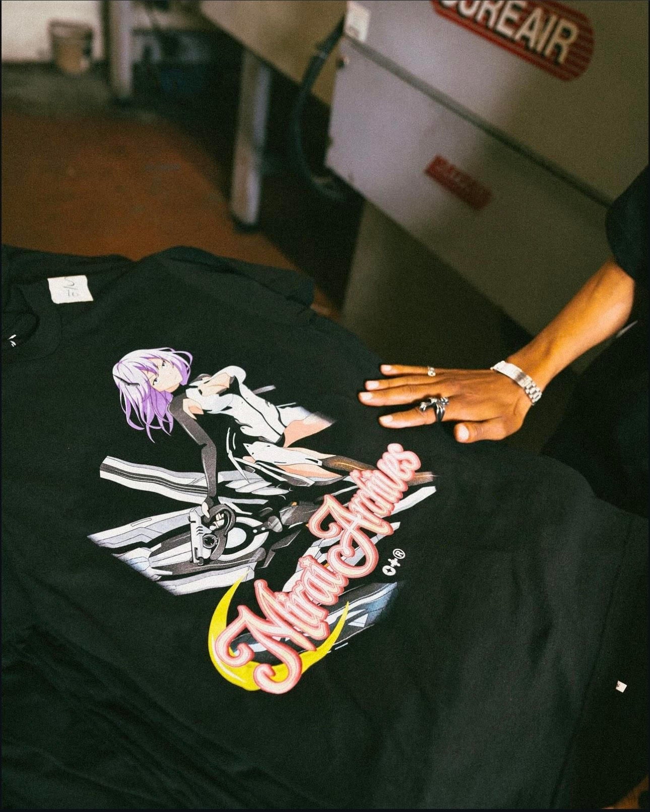 Mirai Archives Mecha-Inspired Purple Hair Tee